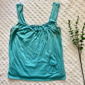 3 for $25! Aqua sleeveless peasant top